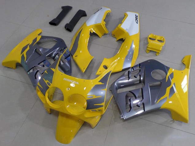 1988-1989 Grey Yellow Honda CBR250RR MC19 Motorbike Fairing Kits UK Factory