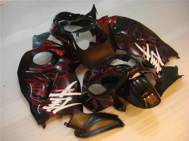 1996-2007 Black Red Flame Suzuki GSXR 1300 Hayabusa Motorbike Fairing UK Factory