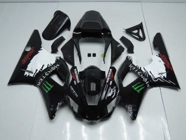 2000-2001 Black White Monster Yamaha YZF R1 Bike Fairing UK Factory