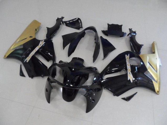 2002-2006 Black and Gold Kawasaki ZX12R Motorcycle Replacement Fairings UK Factory