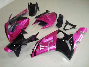 2003-2004 Pink Black Monster Kawasaki ZX6R Bike Fairing Kit UK Factory