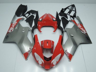 2003-2006 Silver and Red Aprilia RSV1000 Motorbike Fairing Kits UK Factory