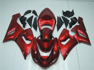 2005-2006 Candy Red Kawasaki ZX6R Motorcycle Fairing Kits UK Factory