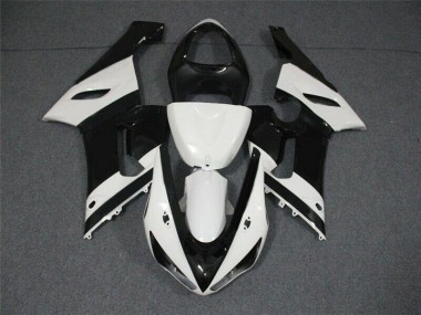 2005-2006 Black White Kawasaki ZX6R Motorcycle Replacement Fairings UK Factory