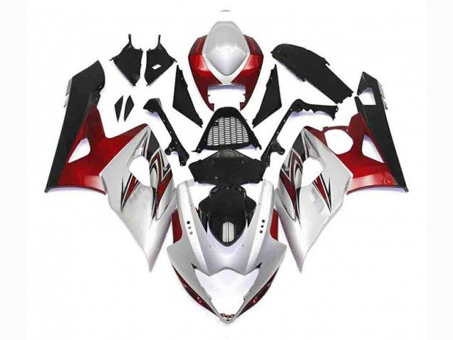 2005-2006 Silver Red Black Suzuki GSXR 1000 Bike Fairing Kit UK Factory