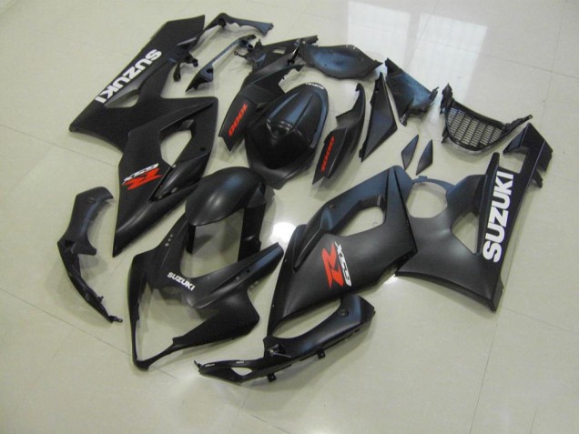 2005-2006 Matte Black with White Decals Suzuki GSXR 1000 Bike Fairing Kit UK Factory