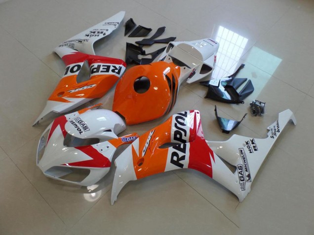 2006-2007 White and Orange Repsol Honda CBR1000RR Replacement Motorcycle Fairings UK Factory