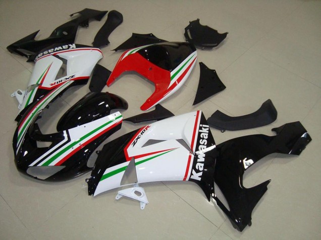 2006-2007 White and Black Kawasaki ZX10R Bike Fairing Kit UK Factory