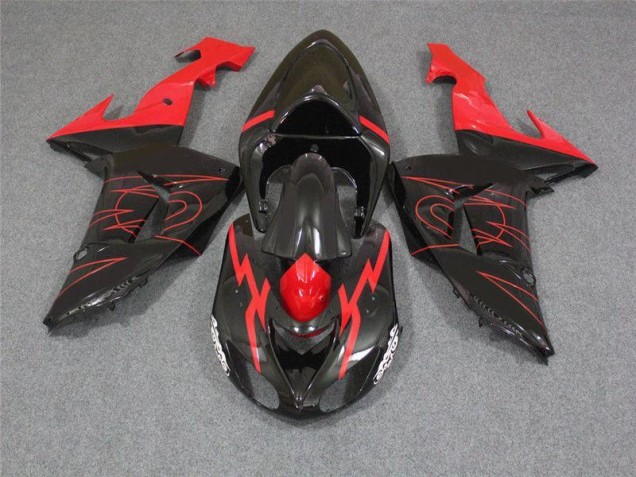 2006-2007 Black Red Kawasaki ZX10R Motorcycle Fairings UK Factory