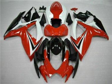 2006-2007 Red White Suzuki GSXR 600/750 Motorcycle Fairings Kits UK Factory