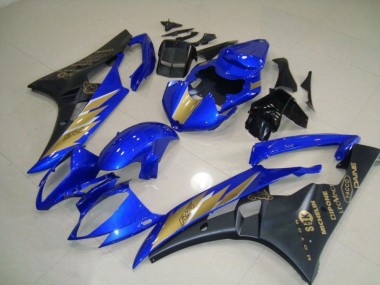 2006-2007 Black Blue with Gold Sticker Yamaha YZF R6 Motorcycle Fairing Kit UK Factory