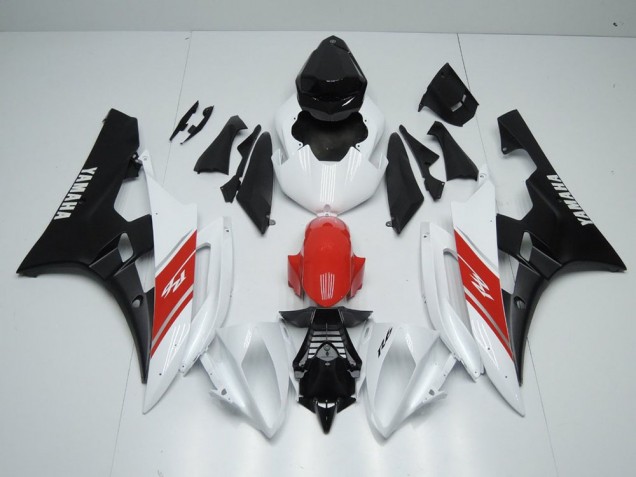 2006-2007 White Red and Matte Black Yamaha YZF R6 Motorbike Fairings UK Factory