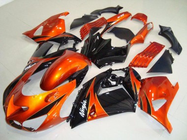 2006-2011 Orange Black Kawasaki ZX14R ZZR1400 Motorbike Fairings UK Factory