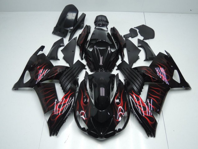 2006-2011 Red Flame Kawasaki ZX14R ZZR1400 Motorcycle Bodywork UK Factory