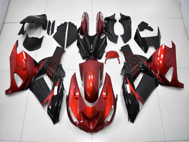 2006-2011 Red Black Kawasaki ZX14R ZZR1400 Motorcycle Fairing Kits UK Factory