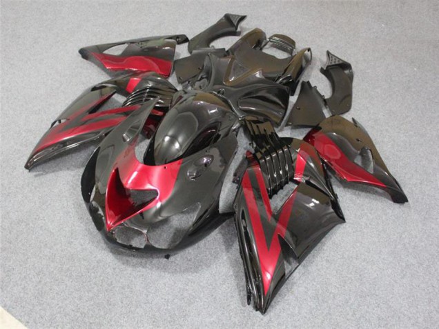 2006-2011 Black Red Kawasaki ZX14R ZZR1400 Bike Fairings UK Factory