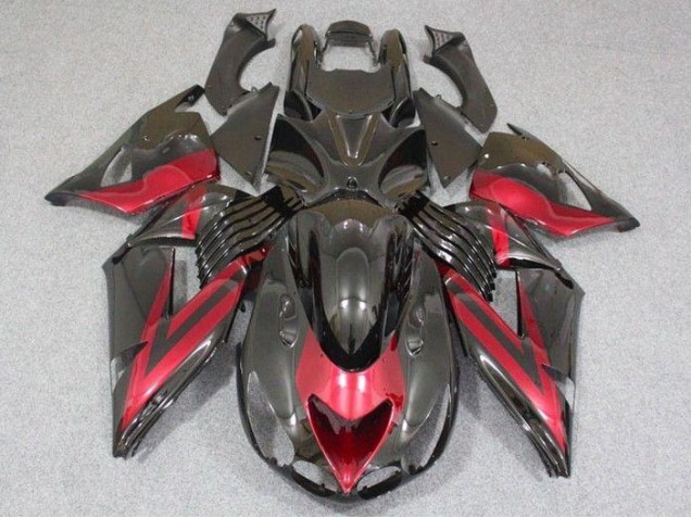 2006-2011 Black Red Kawasaki ZX14R ZZR1400 Bike Fairings UK Factory