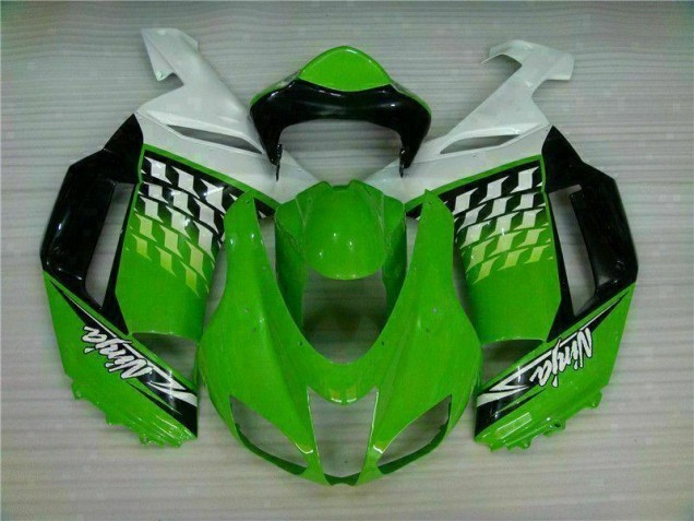 2007-2008 Green White Ninja Kawasaki ZX6R Motorbike Fairing UK Factory