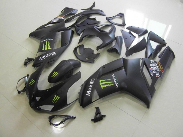 2007-2008 Matte Black Monster Kawasaki ZX6R Moto Fairings UK Factory