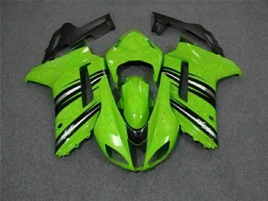 2007-2008 Green Black Kawasaki ZX6R Motorcycle Fairings Kit UK Factory