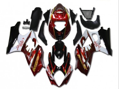 2007-2008 Red White Black Suzuki GSXR 1000 K7 Motorcycle Fairing Kit UK Factory