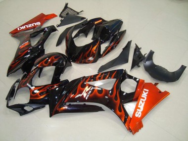 2007-2008 Orange Flame Suzuki GSXR 1000 K7 Motorbike Fairing Kits UK Factory