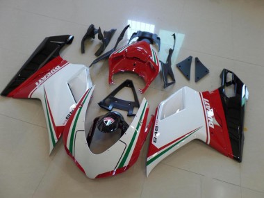 2007-2014 White Red Ducati 848 1098 1198 Bike Fairing Kit UK Factory