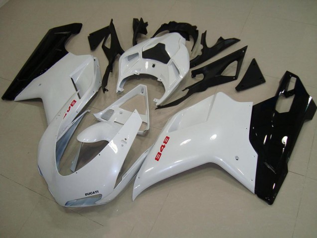 2007-2014 Pearl White Black Ducati 848 1098 1198 Motorcycle Fairing Kits UK Factory