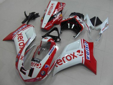 2007-2014 White Red Xerox Ducati 848 1098 1198 Bike Fairing UK Factory