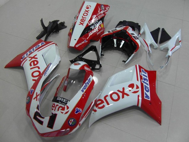 2007-2014 White Red Xerox Ducati 848 1098 1198 Bike Fairing UK Factory