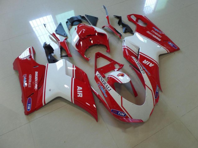 2007-2014 Red and White Air Ducati 848 1098 1198 Motorbike Fairing UK Factory