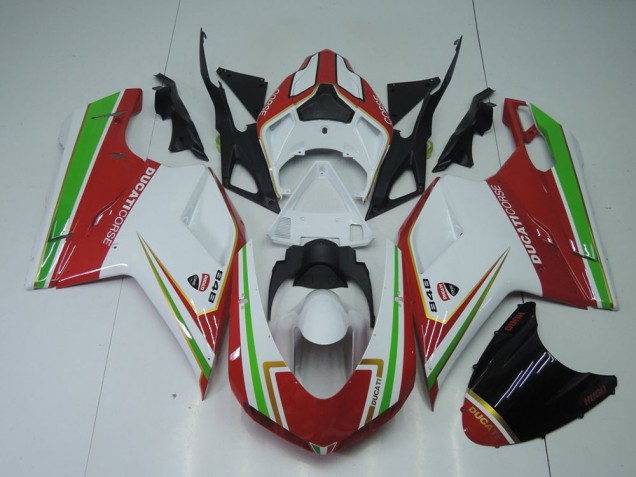 2007-2014 Red White and Green Ducati 848 1098 1198 Replacement Motorcycle Fairings UK Factory