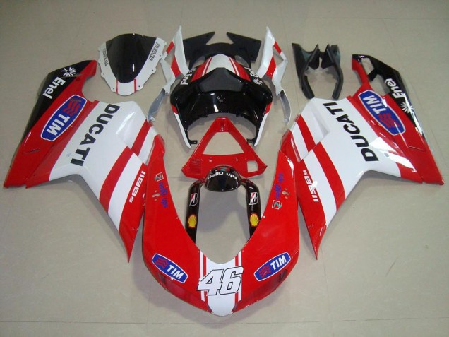 2007-2014 Red White 46 Ducati 848 1098 1198 Motorcycle Bodywork UK Factory