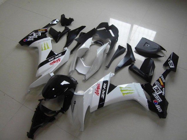 2008-2010 White Monster Kawasaki ZX10R Bike Fairings UK Factory