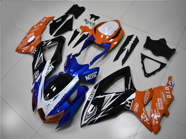 2008-2010 Blue Orange Suzuki GSXR 600/750 Motorcycle Fairings Kit UK Factory