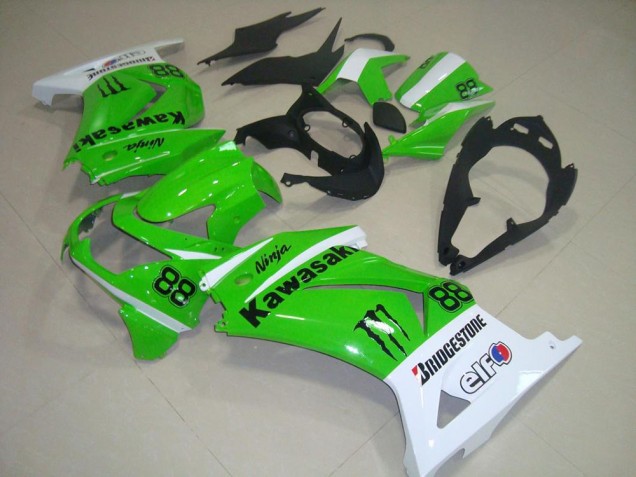 2008-2012 Green and White Kawasaki ZX250R Bike Fairing UK Factory