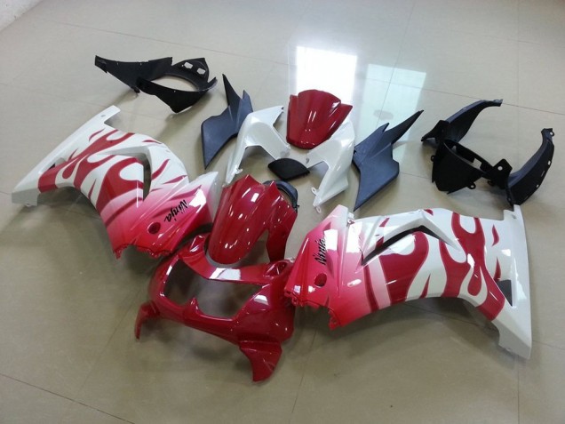 2008-2012 Pink Red Flame Kawasaki ZX250R Motorcycle Replacement Fairings UK Factory