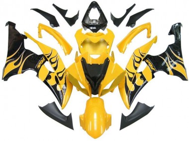 2008-2016 Yellow Black Flame R6 Yamaha YZF R6 Replacement Motorcycle Fairings UK Factory