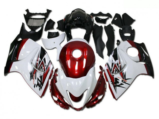 2008-2019 White Red Suzuki GSXR 1300 Hayabusa Motorcycle Fairings Kits UK Factory