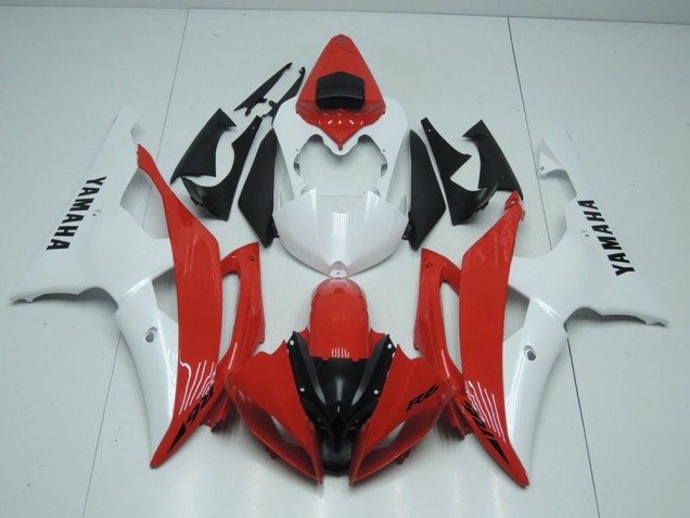 2008-2016 Red and Pearl White Yamaha YZF R6 Motorcycle Replacement Fairings UK Factory