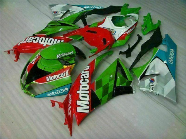 2009-2012 Red Green Motocard Kawasaki ZX6R Replacement Motorcycle Fairings UK Factory