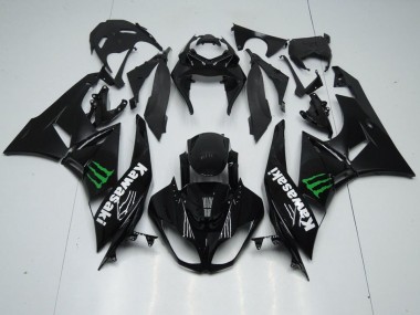 2009-2012 Black with Monster Kawasaki ZX6R Replacement Motorcycle Fairings UK Factory
