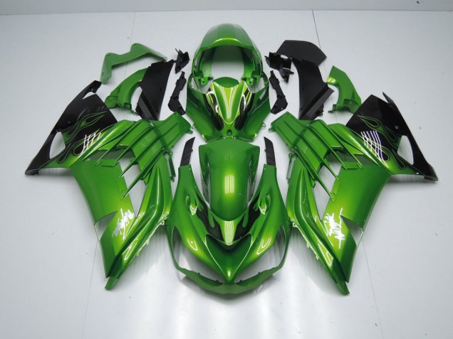 2012-2021 Green Flame Kawasaki ZX14R ZZR1400 Moto Fairings UK Factory