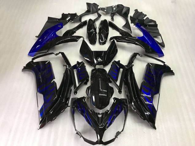 2012-2016 Black Blue Flame Kawasaki EX650 Motor Fairings UK Factory