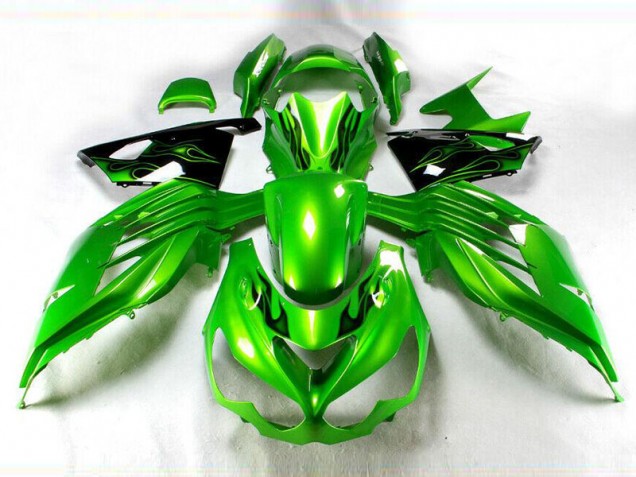 2012-2021 Green Black Kawasaki ZX14R ZZR1400 Motorcycle Fairings Kit UK Factory