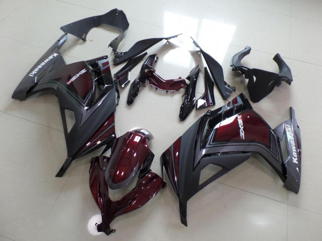 2013-2016 Dark Red and Grey Kawasaki ZX300R Motorcycle Fairings UK Factory