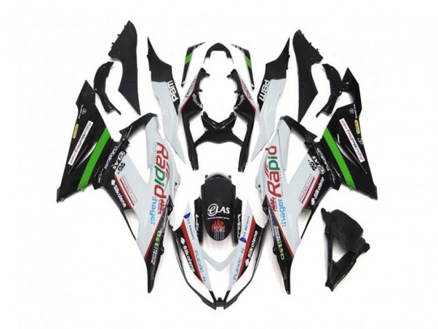 2013-2018 White Black Kawasaki ZX6R Replacement Motorcycle Fairings UK Factory