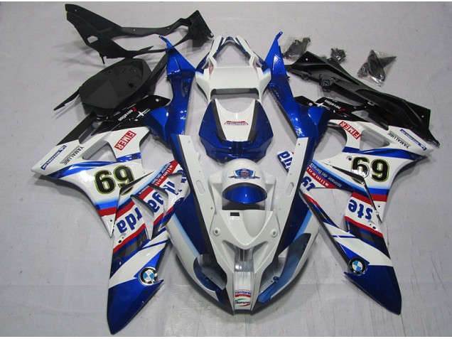 2009-2014 White Blue Sterilgarda 69 BMW S1000RR Motor Fairings UK Factory