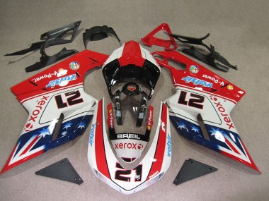 2007-2014 Red White Breil Xerox 21 Ducati 1098 Motorbike Fairings UK Factory