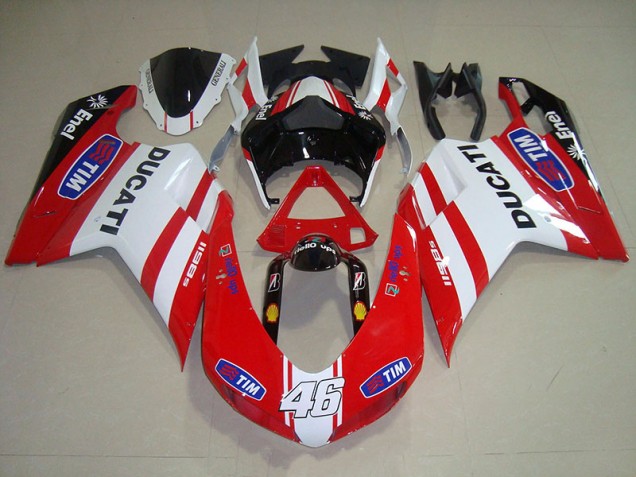 2007-2014 Red White Tim 46 Ducati 1098 Motorcycle Fairing Kit UK Factory